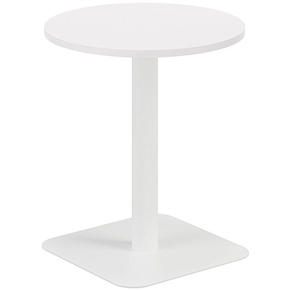 Jemini Origin Round Table, 600mm Wide, 725mm High, White Leg, White