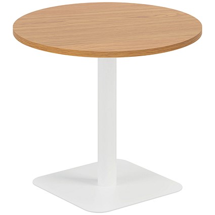 Jemini Origin Round Table, 800mm Wide, 725mm High, White Leg, Oak