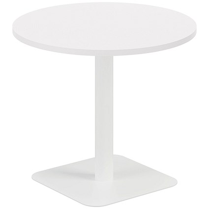 Jemini Origin Round Table, 800mm Wide, 725mm High, White Leg, White