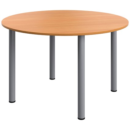 Serrion Pole Leg Round Meeting Table, 1200mm Wide, Beech
