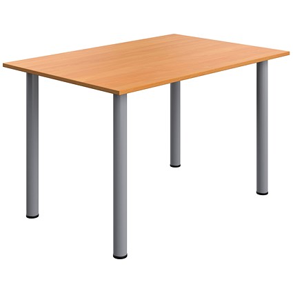 Serrion Pole Leg Rectangular Table, 1200x800mm, Beech