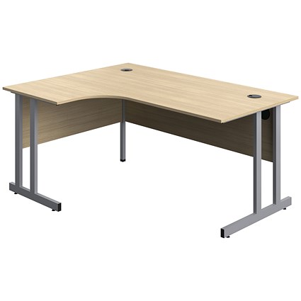 Serrion 1600mm Corner Desk, Left Hand, Silver Cantilever Legs, Oak