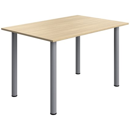 Serrion Pole Leg Rectangular Table, 1200x800mm, Oak