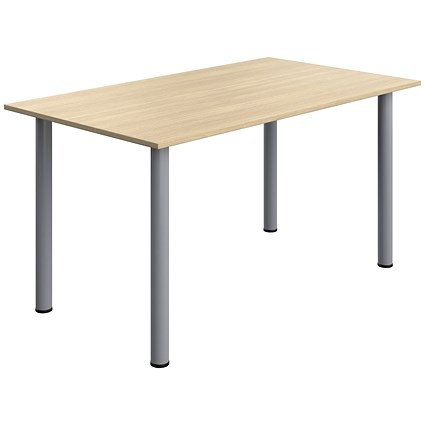 Serrion Pole Leg Rectangular Table, 1400x800mm, Oak