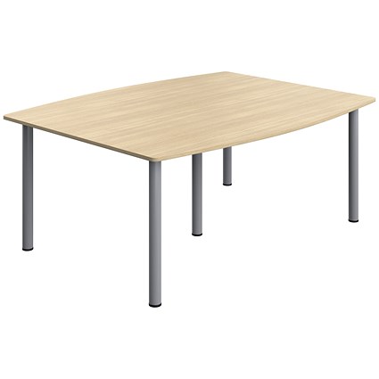 Serrion Pole Leg Barrel Shaped Table, 1800x1200mm, Oak