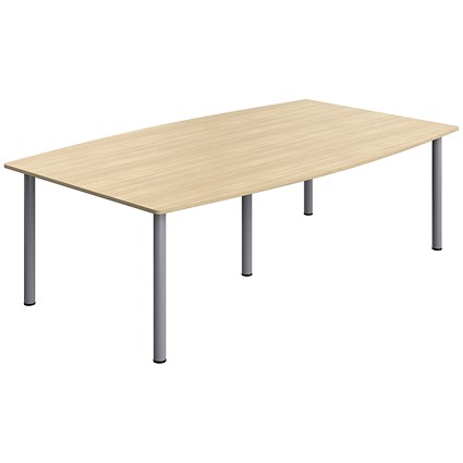 Serrion Pole Leg Barrel Shaped Table, 2400x1200mm, Oak