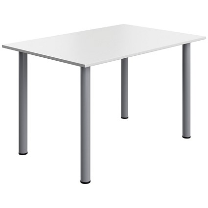 Serrion Pole Leg Rectangular Table, 1200x800mm, White