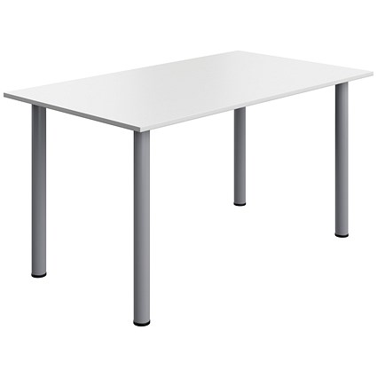 Serrion Pole Leg Rectangular Table, 1400x800mm, White