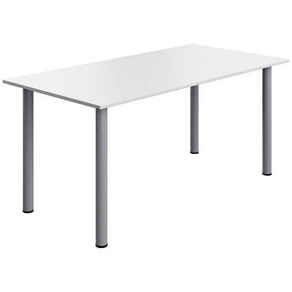Serrion Pole Leg Rectangular Table, 1600x800mm, White