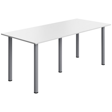 Serrion Pole Leg Rectangular Table, 1800x800mm, White