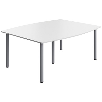 Serrion Pole Leg Barrel Shaped Table, 1800x1200mm, White