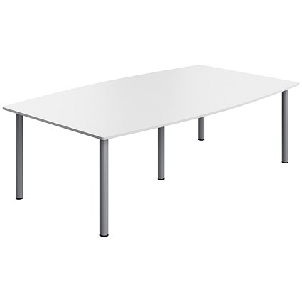 Serrion Pole Leg Barrel Shaped Table, 2400x1200mm, White