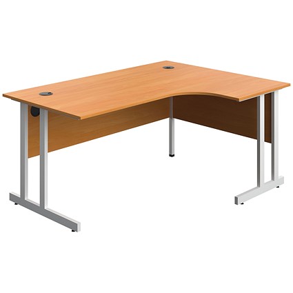 Serrion 1600mm Corner Desk, Right Hand, White Cantilever Legs, Beech Serrion 1600mm Corner Desk, Right Hand, White Cantilever Legs, Beech