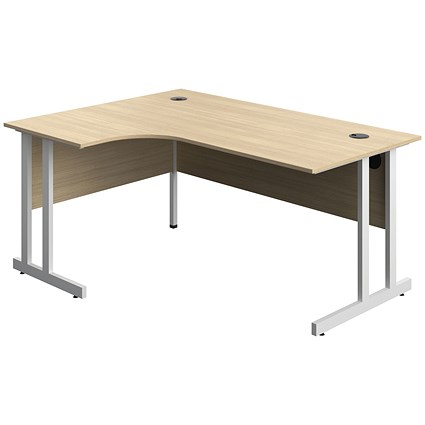 Serrion 1600mm Corner Desk, Left Hand, White Cantilever Legs, Oak