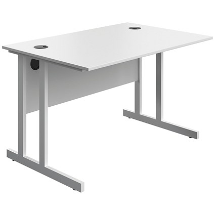 Serrion 1200mm Rectangular Desk, White Double Cantilever Legs, White
