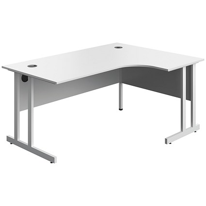 Serrion 1600mm Corner Desk, Right Hand, White Cantilever Legs, White