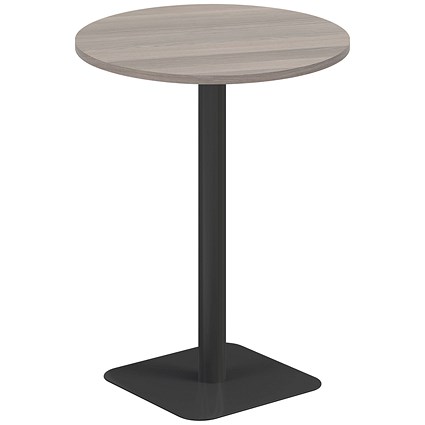 Jemini Contract Round Table, 800mm Wide, 1145mm High, Black Leg, Grey Oak