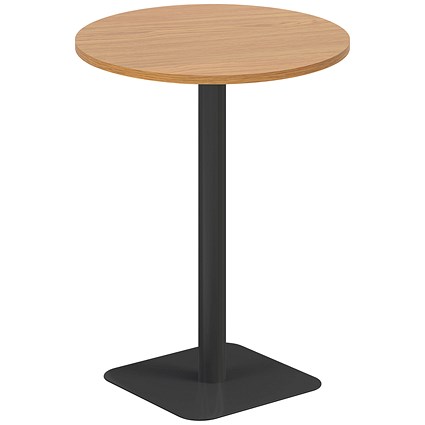 Jemini Contract Round Table, 800mm Wide, 1145mm High, Black Leg, Oak
