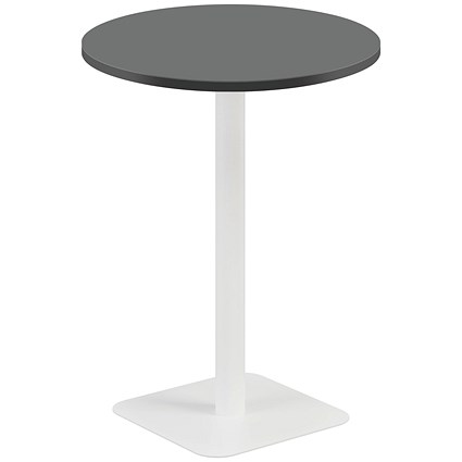 Jemini Contract Round Table, 800mm Wide, 1145mm High, White Leg, Black