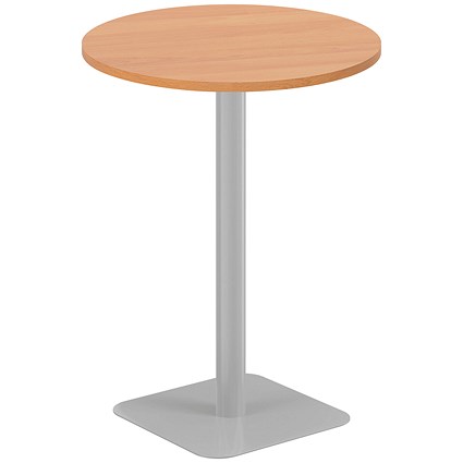 Jemini Contract Round Table, 800mm Wide, 1145mm High, Silver Leg, Beech