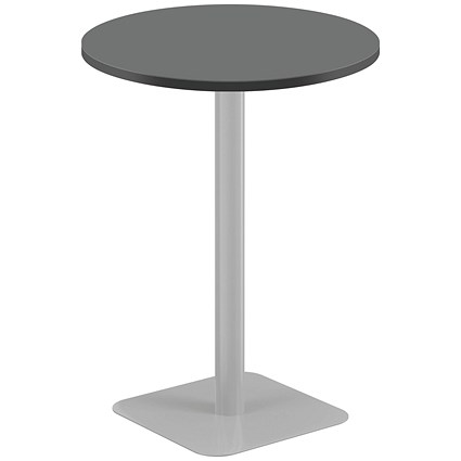 Jemini Contract Round Table, 800mm Wide, 1145mm High, Silver Leg, Black