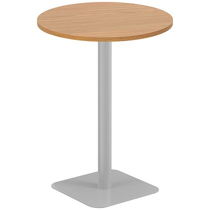 Jemini Contract Round Table, 800mm Wide, 1145mm High, Silver Leg, Oak