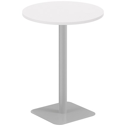 Jemini Contract Round Table, 800mm Wide, 1145mm High, Silver Leg, White