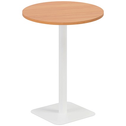 Jemini Contract Round Table, 800mm Wide, 1145mm High, White Leg, Beech