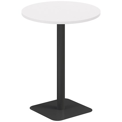 Jemini Origin Round Table, 800mm Wide, 1145mm High, Black Leg, White
