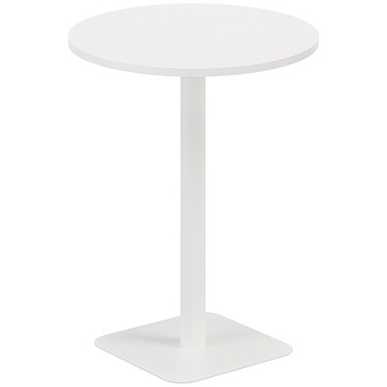 Jemini Contract Round Table, 800mm Wide, 1145mm High, White Leg, White