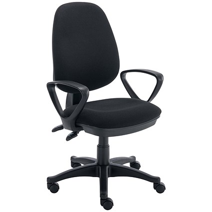 Two Lever Sheaf Operator Chair Black with Fixed Arms