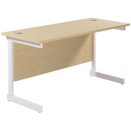 Jemini 1400mm Slim Rectangular Desk, White Cantilever Leg, Maple Jemini 1400mm Slim Rectangular Desk, White Cantilever Leg, Maple