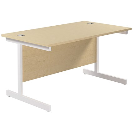 Jemini 1200mm Rectangular Desk, White Cantilever Leg, Maple Jemini 1200mm Rectangular Desk, White Cantilever Leg, Maple