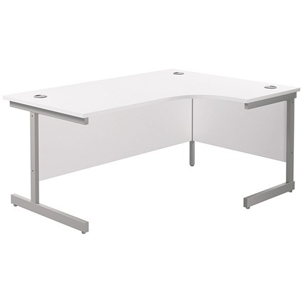 Jemini 1600mm Corner Desk, Right Hand, Silver Cantilever Legs, White Jemini 1600mm Corner Desk, Right Hand, Silver Cantilever Legs, White
