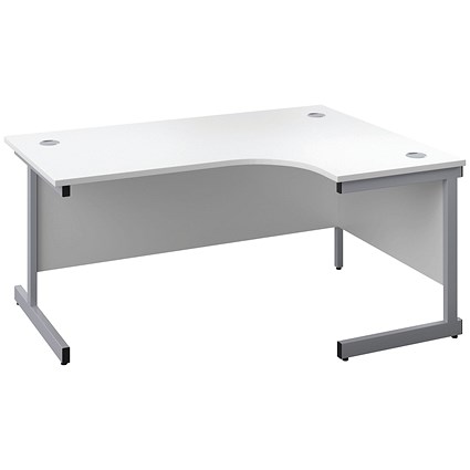 First 1600mm Corner Desk, Right Hand, Silver Cantilever Legs, White First 1600mm Corner Desk, Right Hand, Silver Cantilever Legs, White