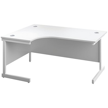 First 1600mm Corner Desk, Left Hand, White Cantilever Legs, White First 1600mm Corner Desk, Left Hand, White Cantilever Legs, White