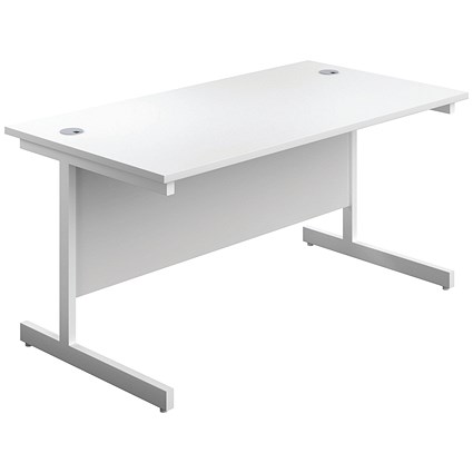 First Rectangular Desk, 1400mm Wide, White Cantilever Legs, White First Rectangular Desk, 1400mm Wide, White Cantilever Legs, White