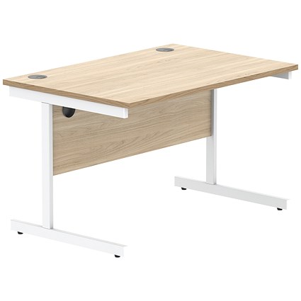 Astin 1200mm Rectangular Desk, White Cantilever Legs, Oak