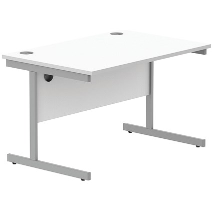 Astin 1200mm Rectangular Desk, Silver Cantilever Legs, White
