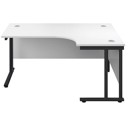 Jemini 1800mm Corner Desk Right Hand Black Double Upright Cantilever Legs White
