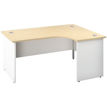 Jemini Switch 1600mm Two-Tone Corner Desk, Right Hand, White Panel End Leg, Maple Jemini Switch 1600mm Two-Tone Corner Desk, Right Hand, White Panel End Leg, Maple