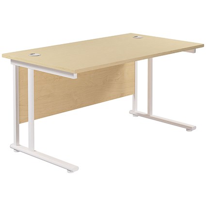Jemini 1200mm Rectangular Desk, White Cantilever Leg, Maple Jemini 1200mm Rectangular Desk, White Cantilever Leg, Maple