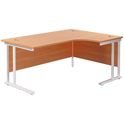 Jemini 1600mm Corner Desk, Right Hand, White Double Cantilever Legs, Beech Jemini 1600mm Corner Desk, Right Hand, White Double Cantilever Legs, Beech