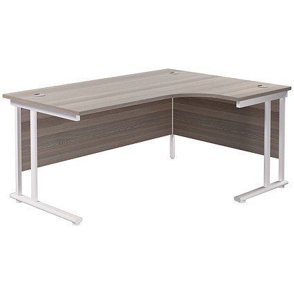 Jemini 1800mm Corner Desk, Right Hand, White Double Cantilever Legs, Grey Oak Jemini 1800mm Corner Desk, Right Hand, White Double Cantilever Legs, Grey Oak