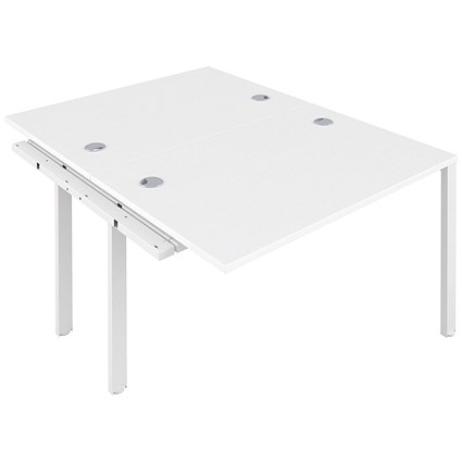 Jemini 2 Person Bench Desk Extension, Back to Back, 2 x 1200mm (800mm Deep), White Frame, White Jemini 2 Person Bench Desk Extension, Back to Back, 2 x 1200mm (800mm Deep), White Frame, White