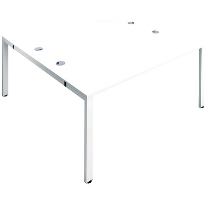 Jemini 2 Person Bench Desk, Back to Back, 2 x 1400mm (800mm Deep), White Frame, White