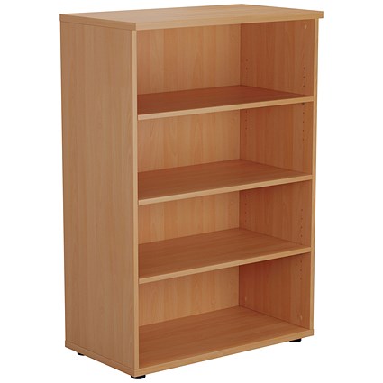 Jemini Medium Wooden Bookcase, 3 Shelves, 1200mm High, Beech