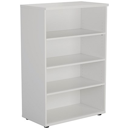 Jemini Medium Wooden Bookcase, 3 Shelves, 1200mm High, White Jemini Medium Wooden Bookcase, 3 Shelves, 1200mm High, White