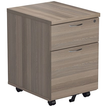 Jemini 2 Drawer Mobile Pedestal, Grey Oak