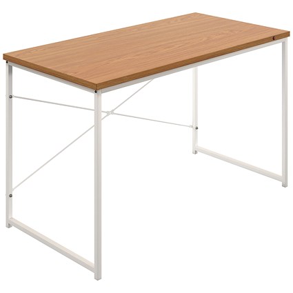 Okoform Rectangular Heated Desk, 1200mm, Oak Top, White Legs